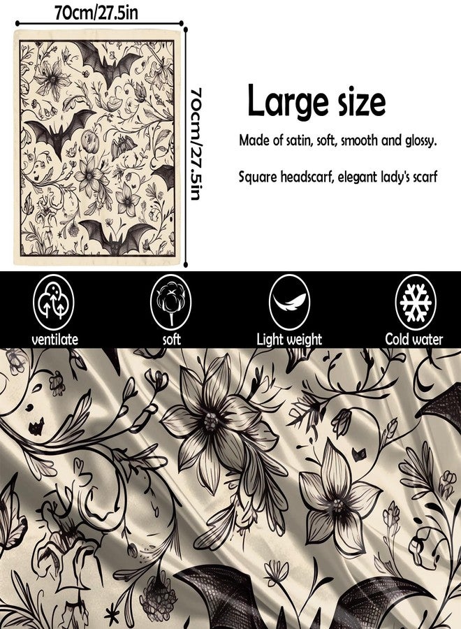 Cabreche Scarf Silk Feeling Square Satin Head Hair Wrap 27.5 Inches Trendy Aesthetic Cute Decoration for Women Girls-Bat - Image 2